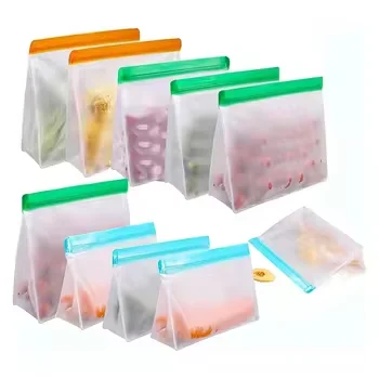 High Temperature Resistance Zip Reusable Sandwich Freezer Bag Custom Logo Dishwasher Safe TPU Silicone Food Storage Pouch