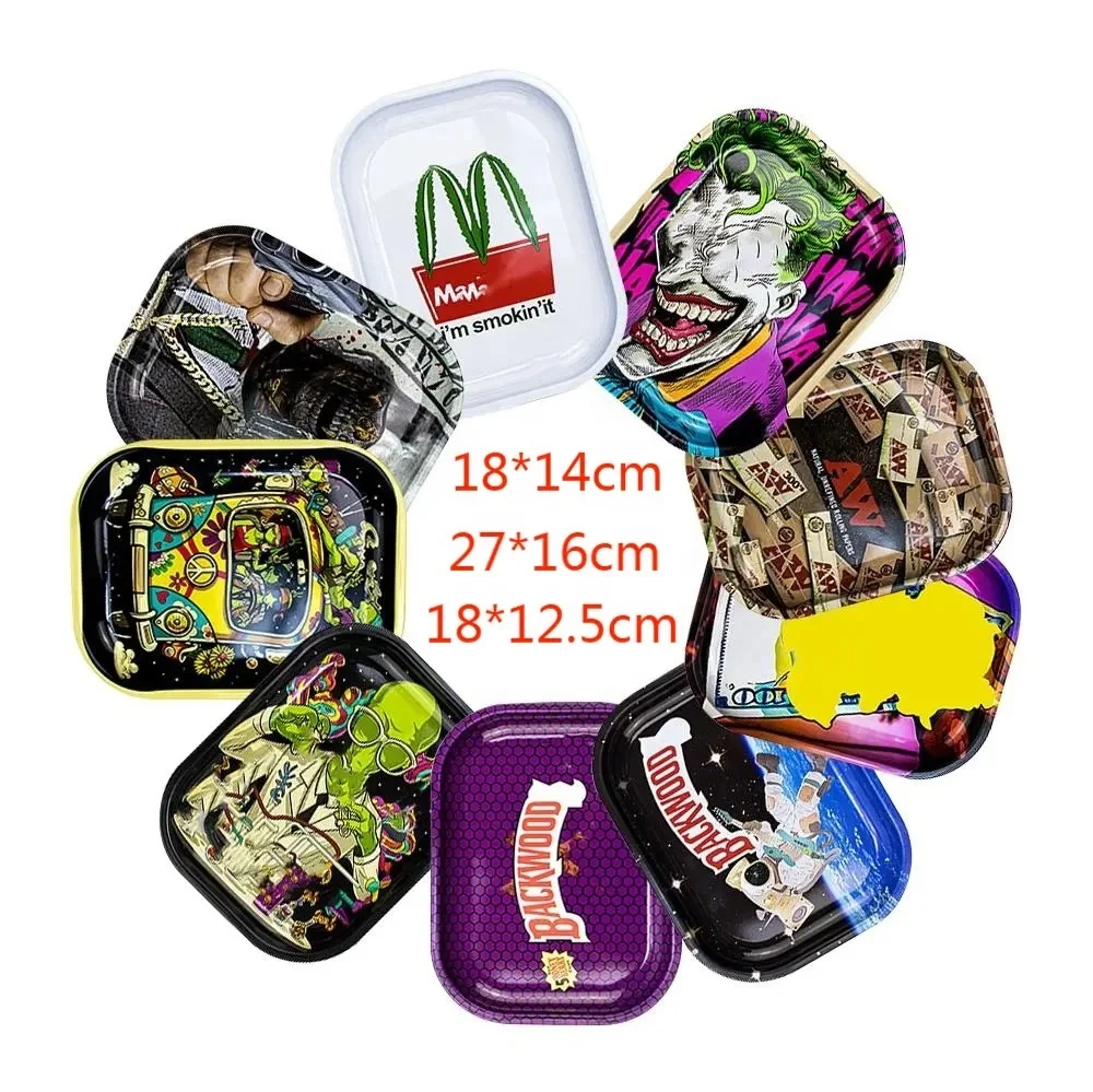 New Design Metal Rolling Tray with 18*14cm Serving Tray Logo Custom Storage Box for Tobacco Herbs Smoke