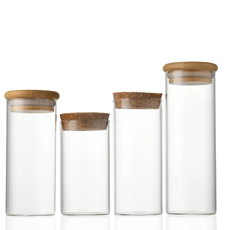 53diameter 100ml -360ml large clear glass wishing/big drift bottle/vials cork/bamboo lid for gift tube jar glass bottle cork