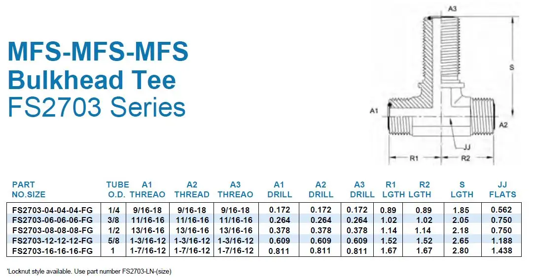 Best Price FS2703 Stainless Steel SAE O-Ring Face Seal ORFS Male Bulkhead Branch Tee Bulkhead Tee Fitting O-Ring Face Seal