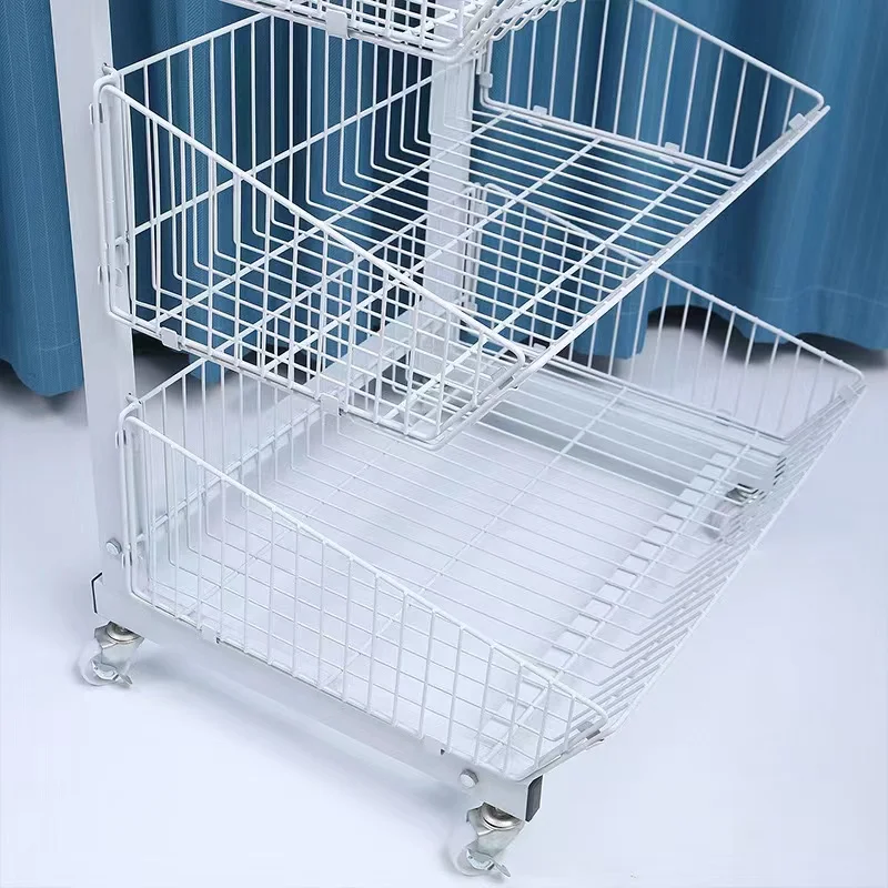 White Heavy Duty 5 Tier Display Baskets for Retail Shop Supermarket