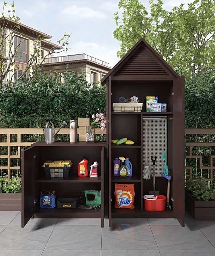 Weatherproof and Waterproof Garden Shed Storage cabinet with 2 Door Unit  Garage Tool Organisation Cabinet
