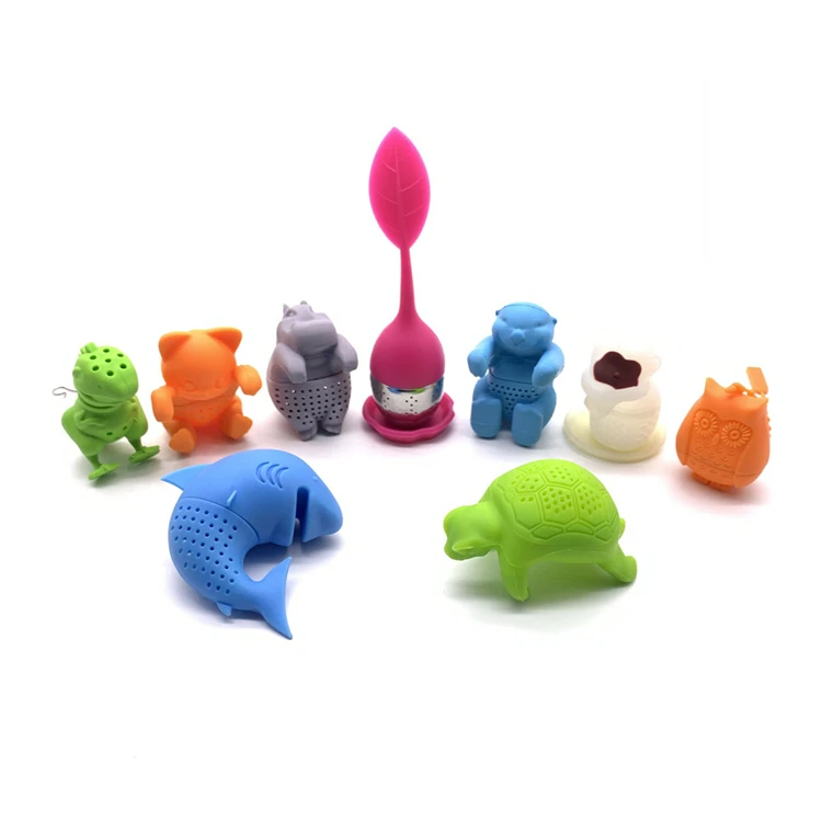 Factory Direct Custom 100% Food Grade BPA free Cute Animal Cat Tea Strainer Bulk Tea Ball Bag Silicone Loose Leaf Tea Infusers