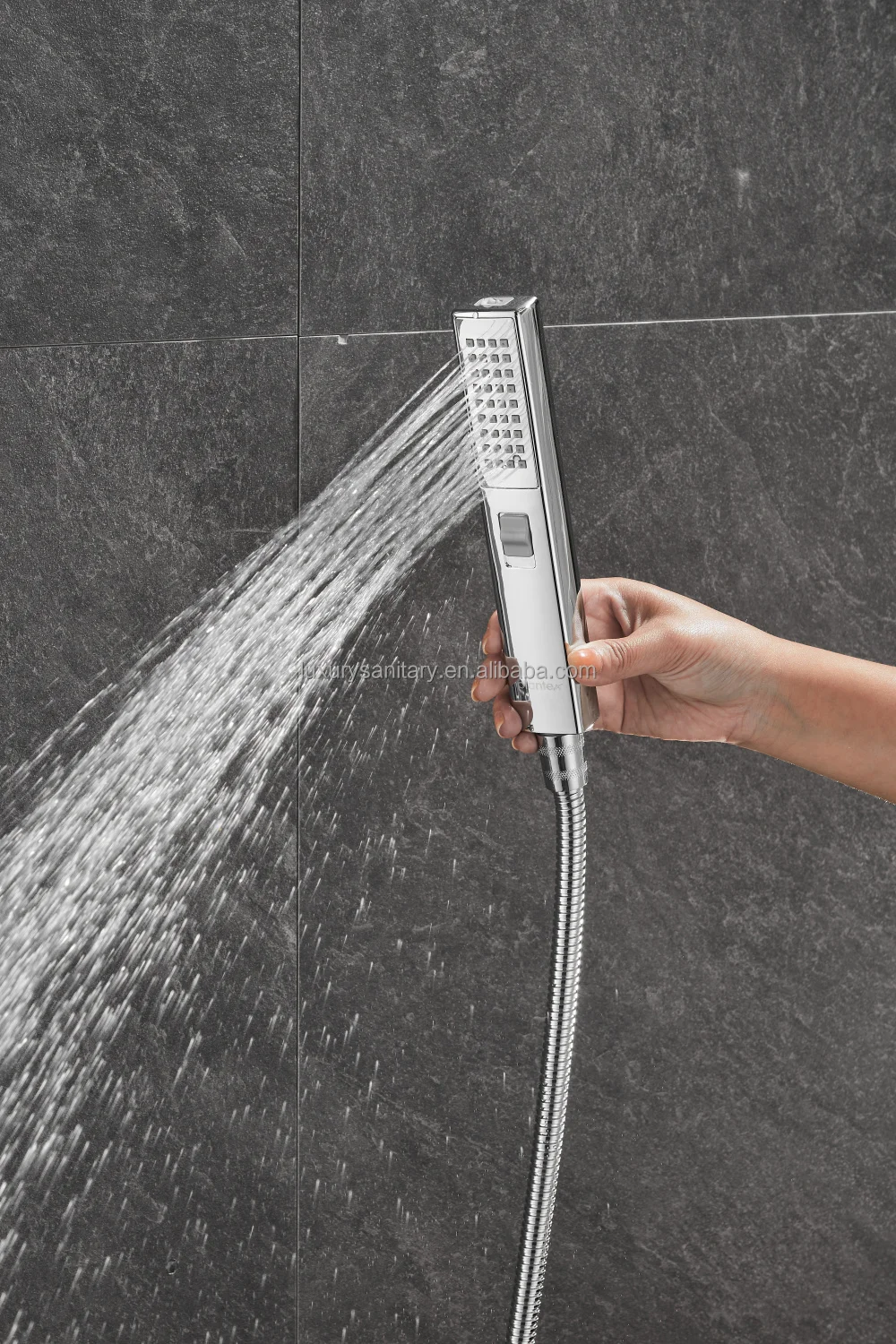 brass material muiti function bathroom shower set silver color shower mixer with dual flow hand shower and sprayer