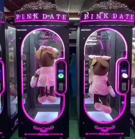 Luxury Arcade Prize Claw Crane Game Machine Pink Date Cut Scissors Toy Gift Wholesale Price 220V Coin Payment Metal Plastic