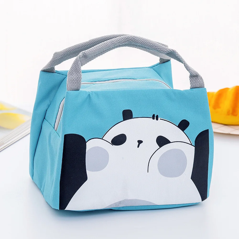 Outdoor Insulated Tote Cooler Food Bag Polyester Lunch Bag for Office Lady and Students Foil Thermal Tote Lunch Bag