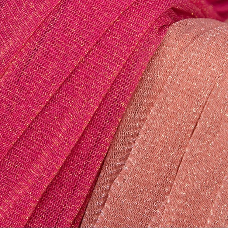 Производитель блестящей нейлоновой двухцветной плиссированной ткани, плиссированная креп-люрекс, металлическая фольга, сетчатая Тюлевая ткань для платья