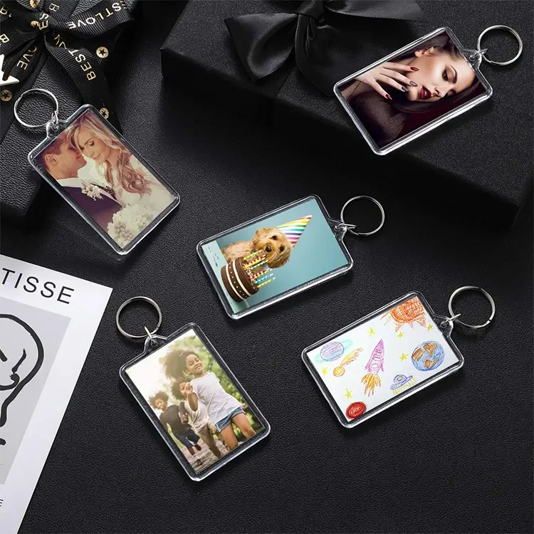 Wholesale Blank Acrylic Keychain , Custom Picture Insert Clear Plastic Acrylic Photo Frame Keychain