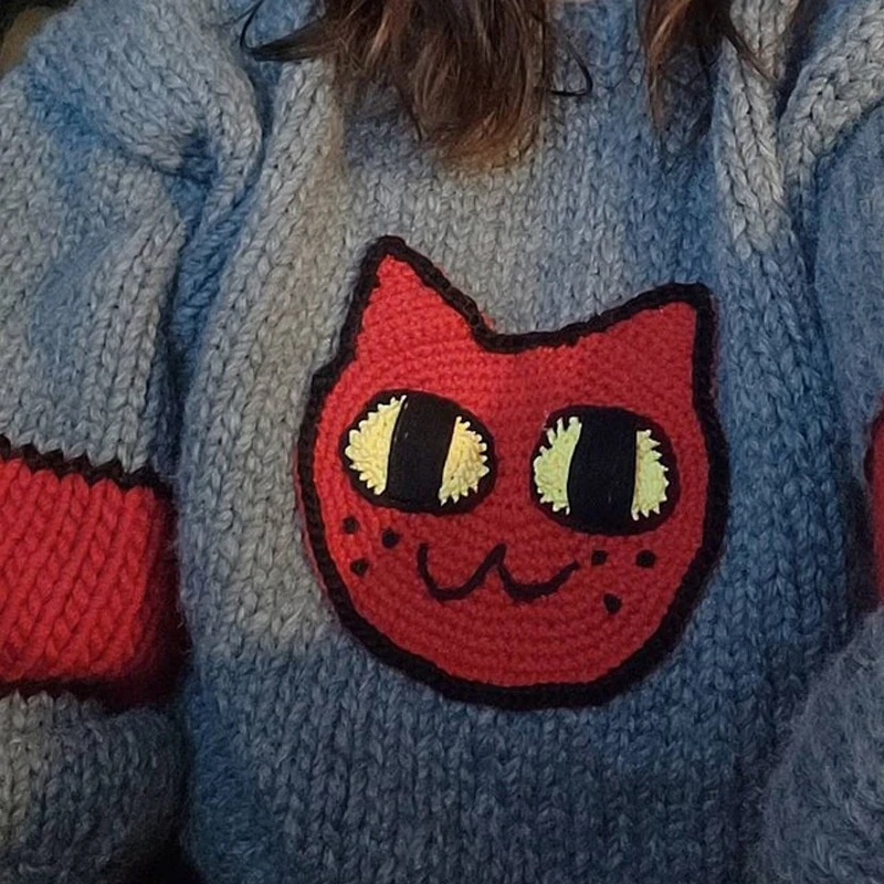 Оригинальный oem odm шерстяной акриловый вязаный свитер Marceline Cat пуловер marceline с рукавами-фонариками