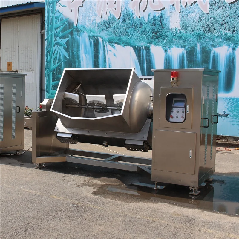 Industrial big capacity steam heating horizontal inclinable cooking mixer for coco syrup and Sugarcane syrup