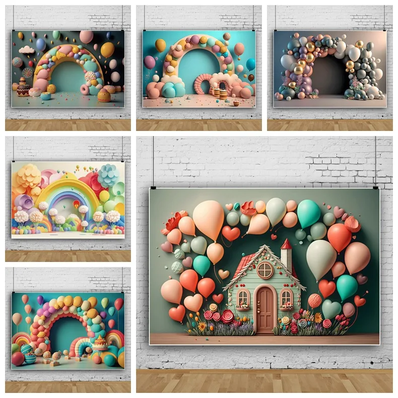 120X80CM Happy Birthday Party Decorations balloon pattern birthday backdrop background