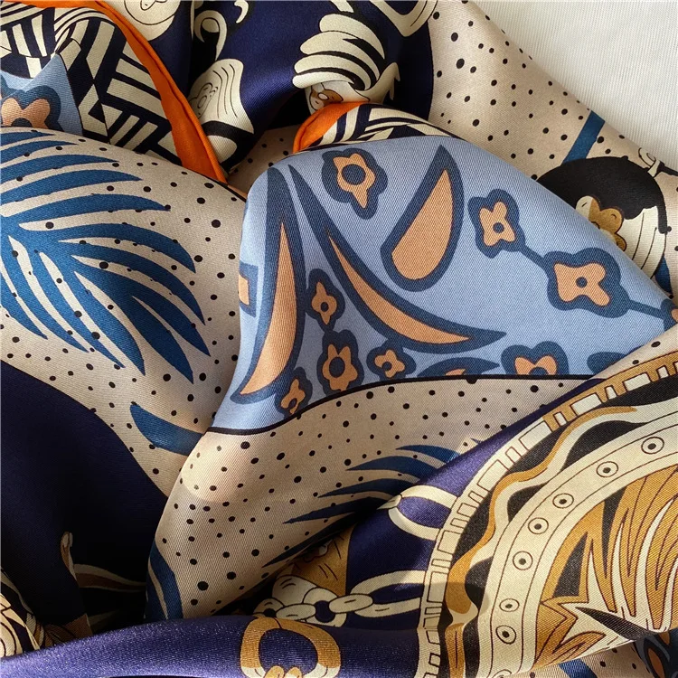 Excellent Scarf Custom Print Custom Logo Design Silk Scarf Digital Printed Twill Scarf Natural Silk