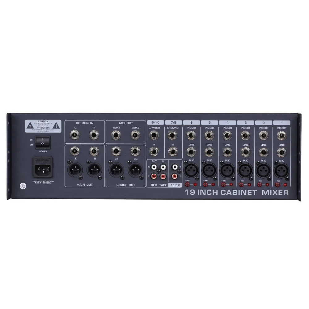 MJ-1204 99 Sound Effects 12 channels Mixer Microphone Preamplifier in 3U Rack interface audio mixer
