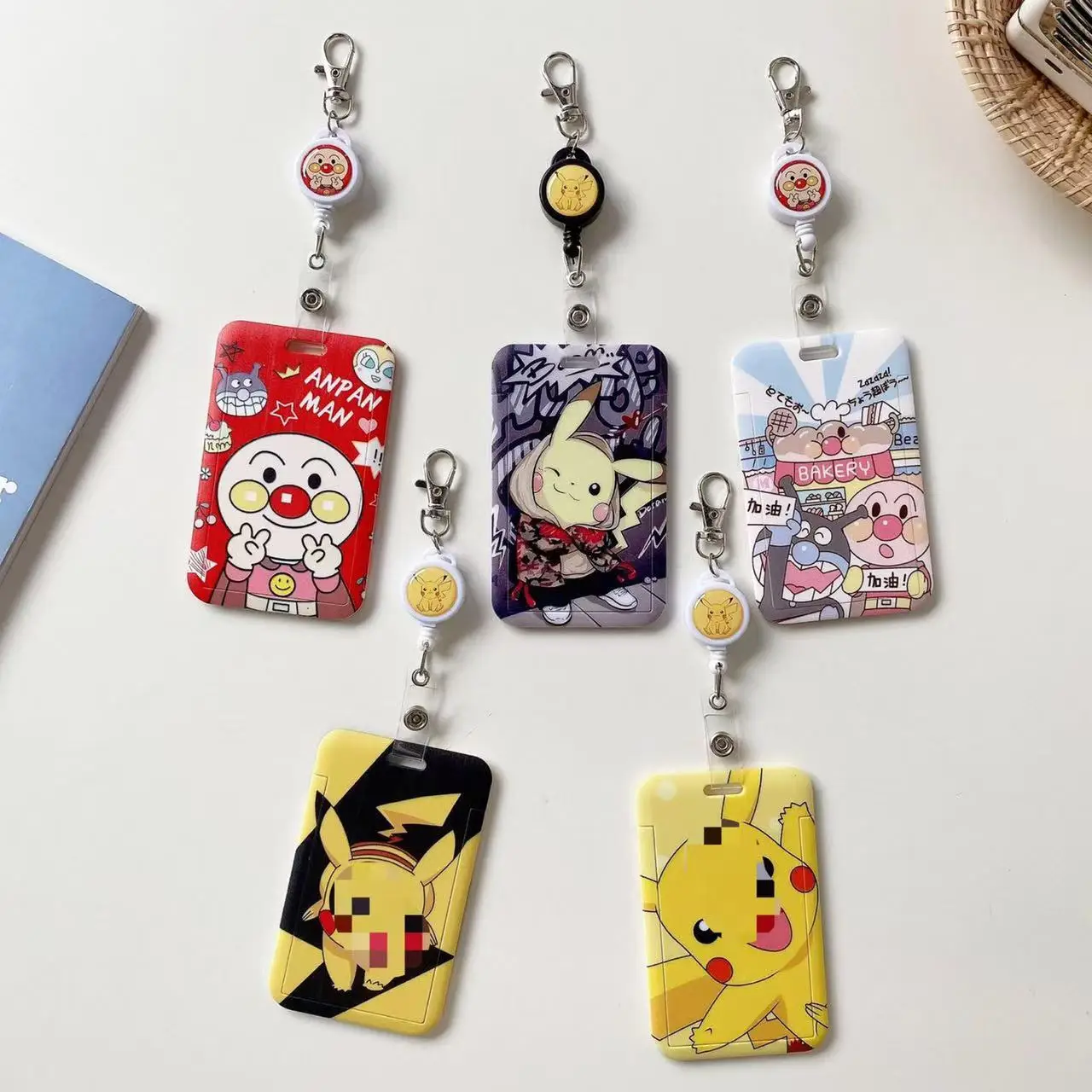 65 Mixed Luffy Anime Girls Designer Card Holder Student ID card holder luxury Cartoon Lilo Boojiboo ABS Meal Case keychain