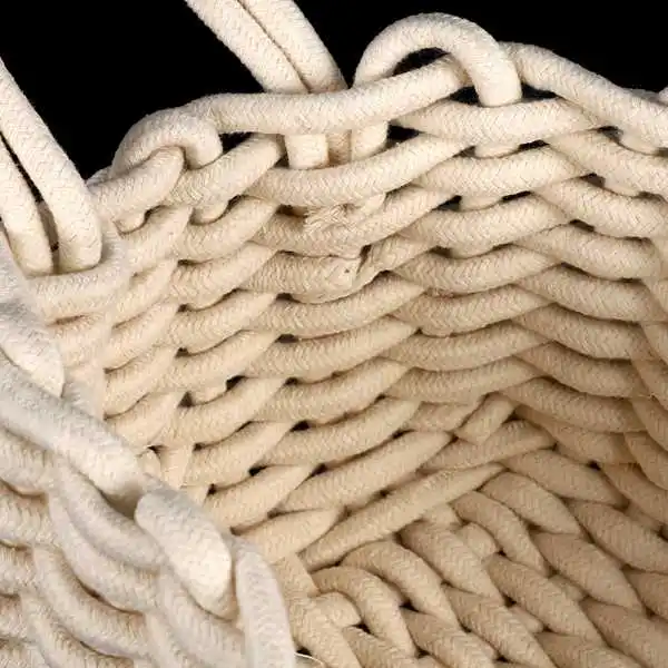 Wholesale Household Hand-Woven Thick Cotton Rope Natural Flax Fiber Laundry Basket Laundry Storage Basket