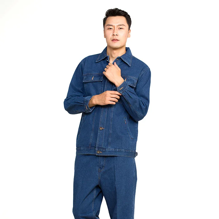 Customized Work coveralls jean fabric workwear labour suit denim overalls safety uniform
