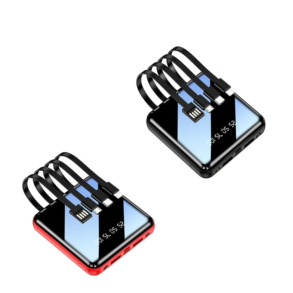 Custom Logo Built-in Cable Power Bank New Electronics 10000mah Portable Battery Powerbank For Iphone