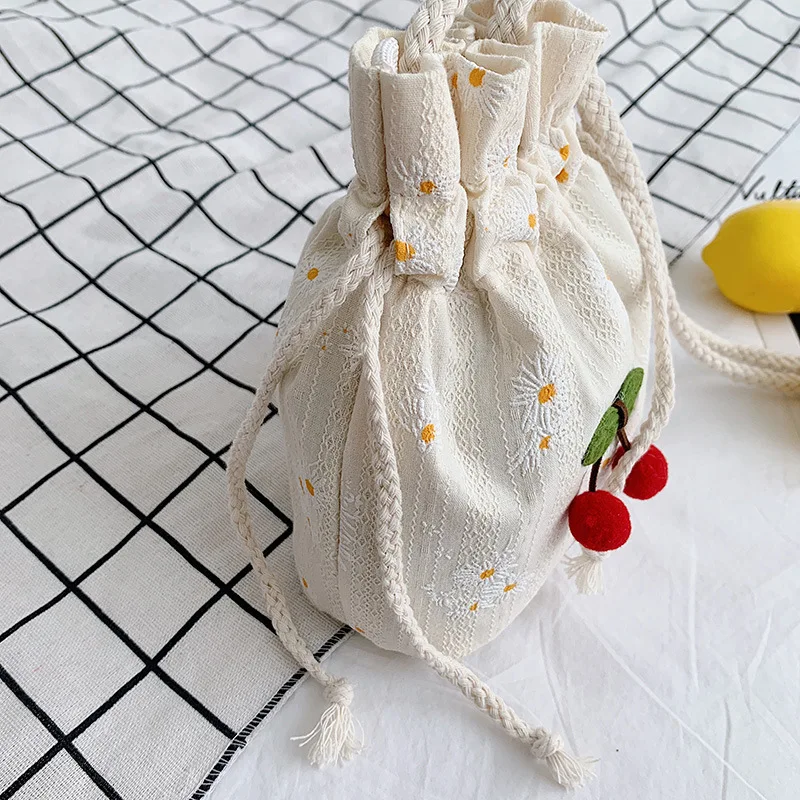 Eco Canvas Printed Cotton Linen Draw String Bags Packaging Custom Logo Drawstring Bag Shoulder Bag Muslin Kids Wallet Purse