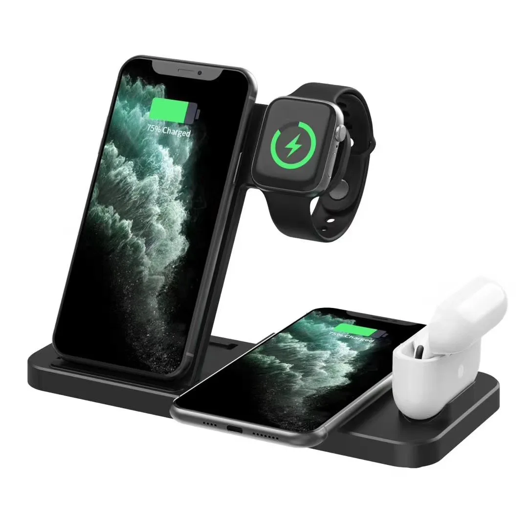
2020 Fast Qi Wireless Charger 15W 4 in 1 Wireless Charging Stand Dock Station For Apple Watch For 12 pro max 
