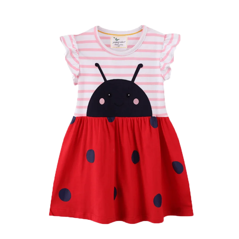 2022 Fashion Cute Korean Stylish Cotton 3D Flower Applique Baby Collar Pink Little Girls Clothes Dress For Kids Summer