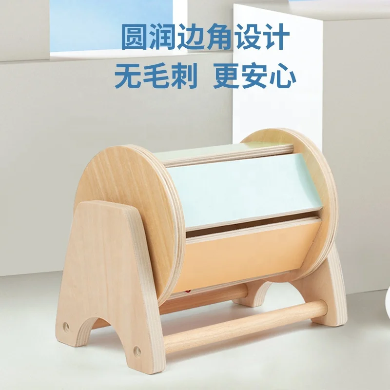 Montessori Hot Sale Spinning drum Montessori Coin Box Wooden Drawer Game