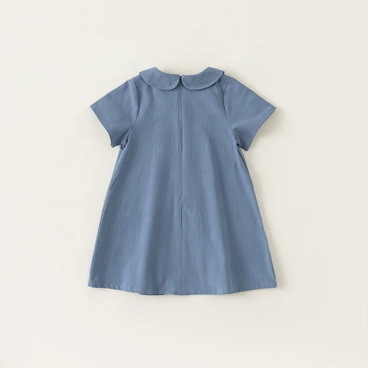 Children Girl Clothing Kids Clothes Plain Color Summer Sleeve Little Girls Dress for 1-10 years old