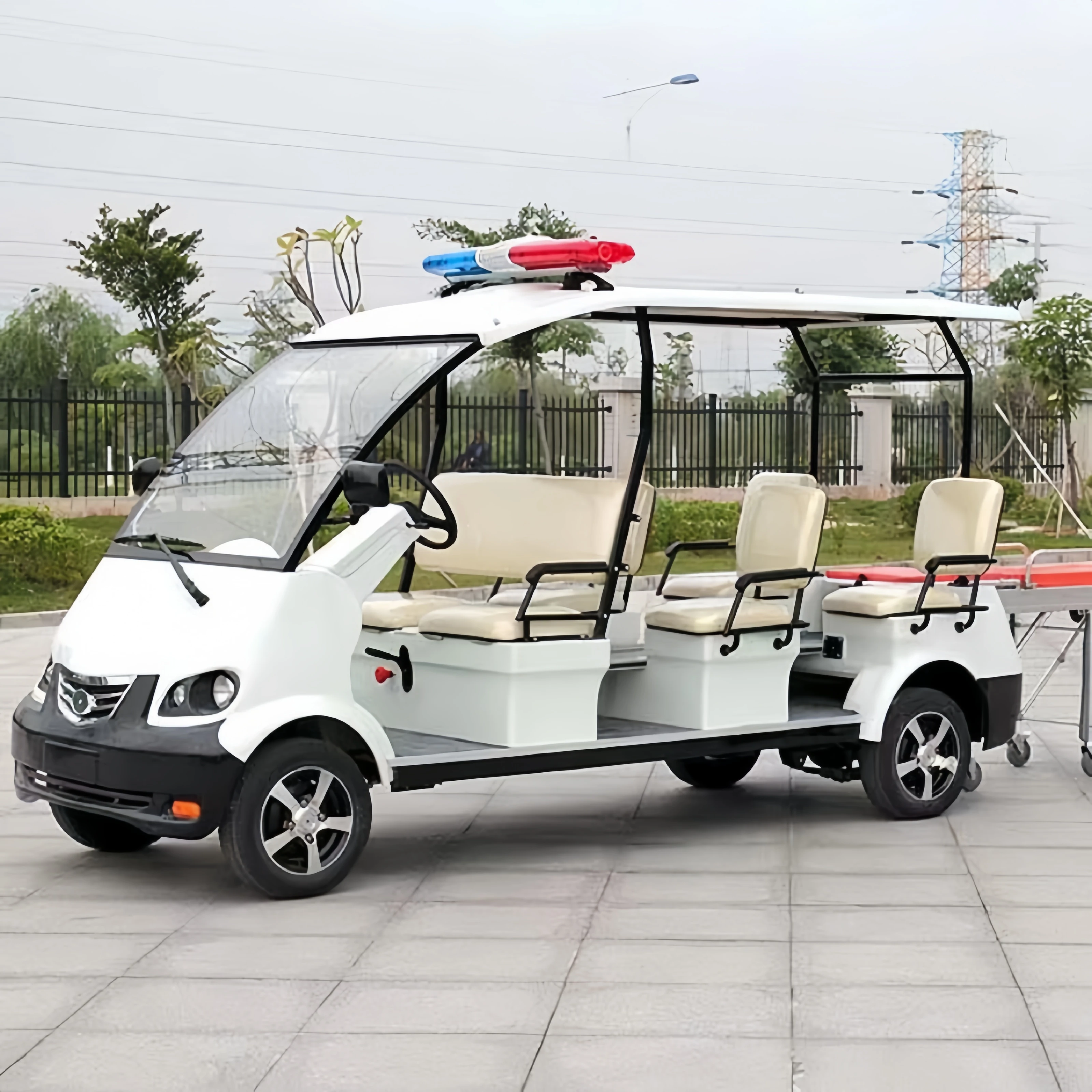 Latest Design Cheap Luxury Ambulance Golf Vehicle 48V 6 Seat Electric Golf Cart Electric Ambulance for Sale
