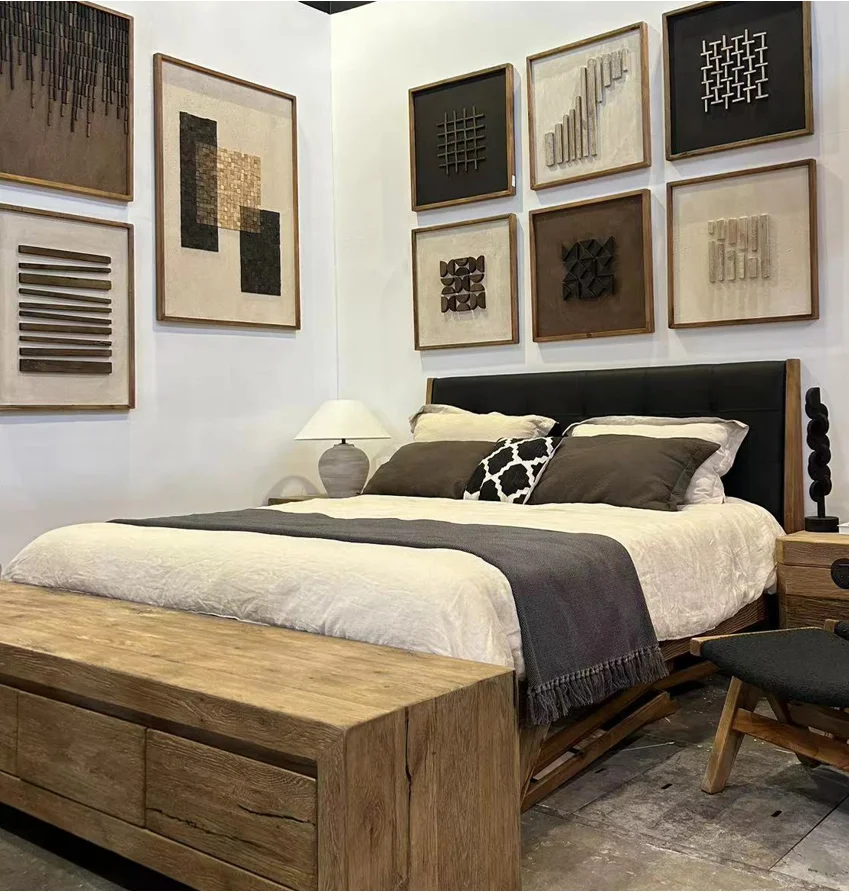 Solid Wood Bedroom Furniture wood Bunk Bed Double Bed With Headboard