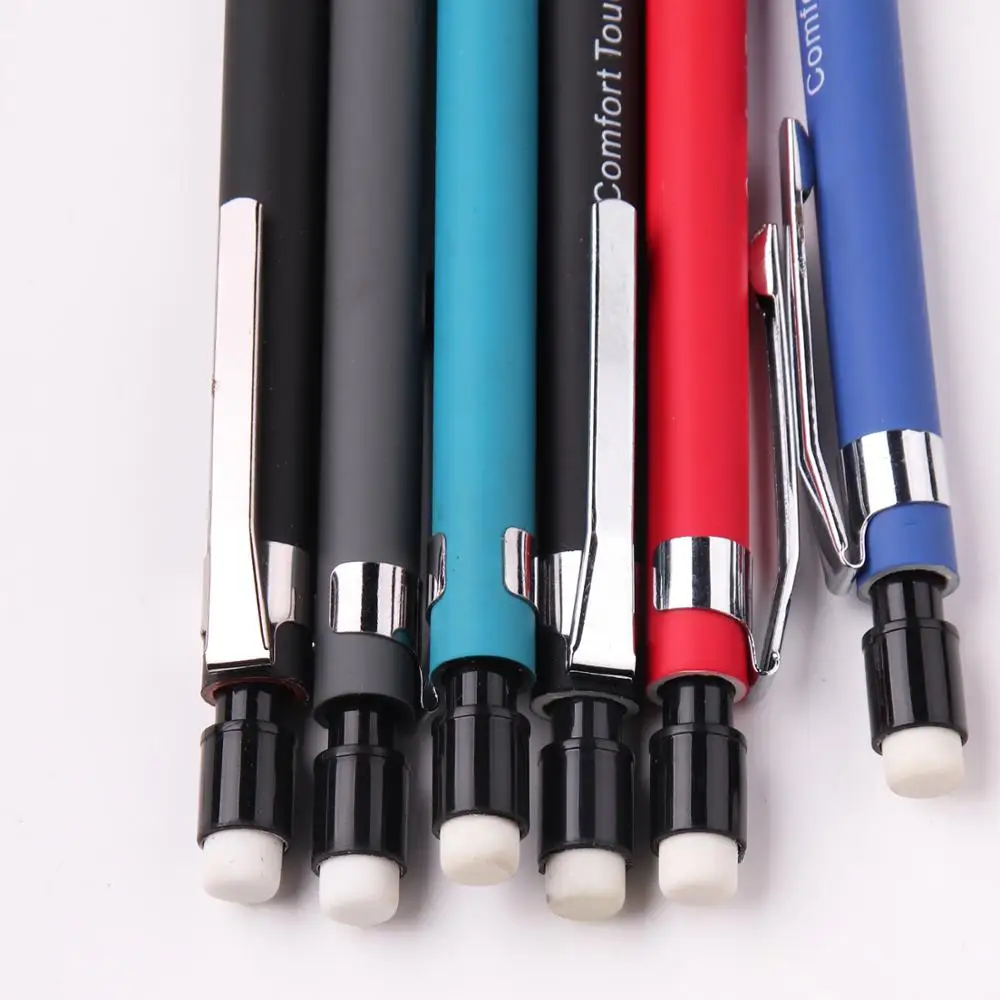 Hot selling metal clip soft barrel custom logo 0.5mm pencil mechanical pencil