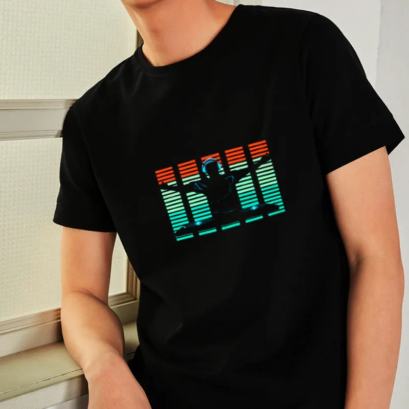 Hot Selling Panel Tshirt Party Sound Active,led Tshirts Sound Active Flashing Customizable Design for Party,Festival