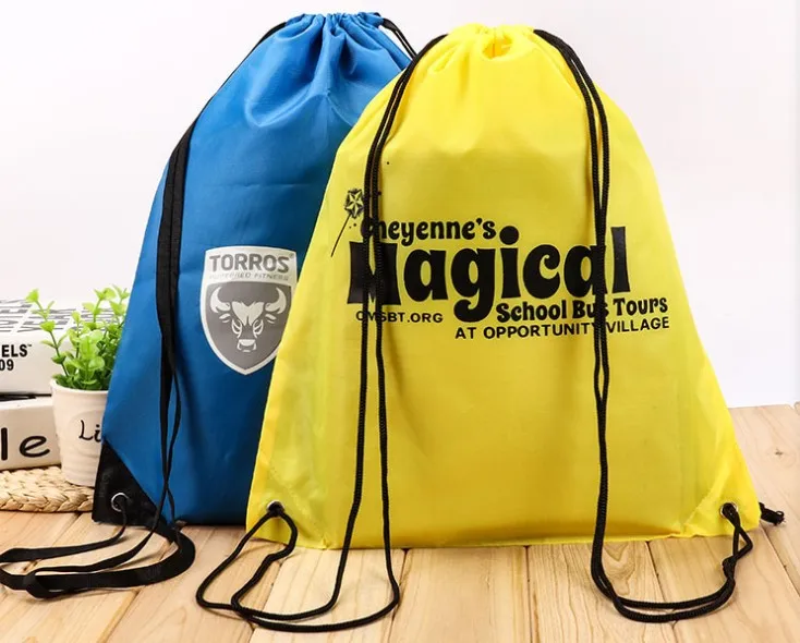 Factory custom logo sports backpack 210D polyester drawstring bag printing draw string bag for promotional