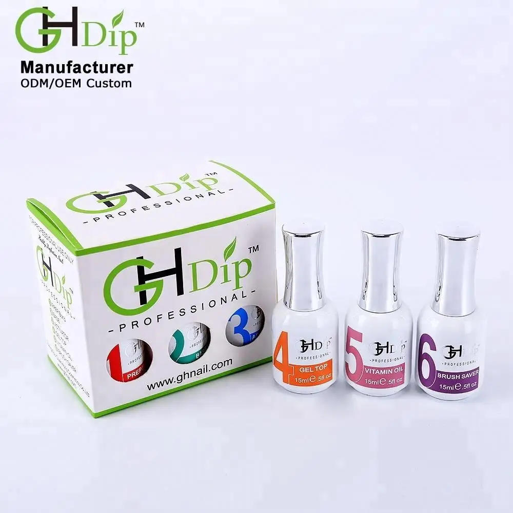 Private Label Long Lasting Nail Dip Powder System Base Top Coat Activator Brush Saver Dipping Liquid