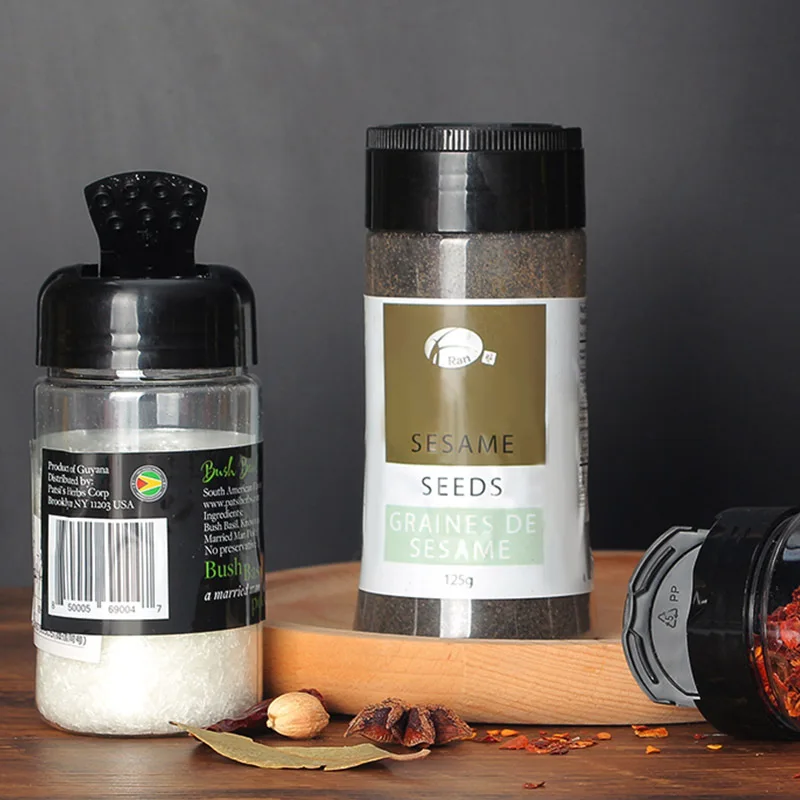 New Cheap 300Ml Container Kitchen Round Plastic Seasoning Spices Jars And Shaker Spice Bottle With Customized Lid