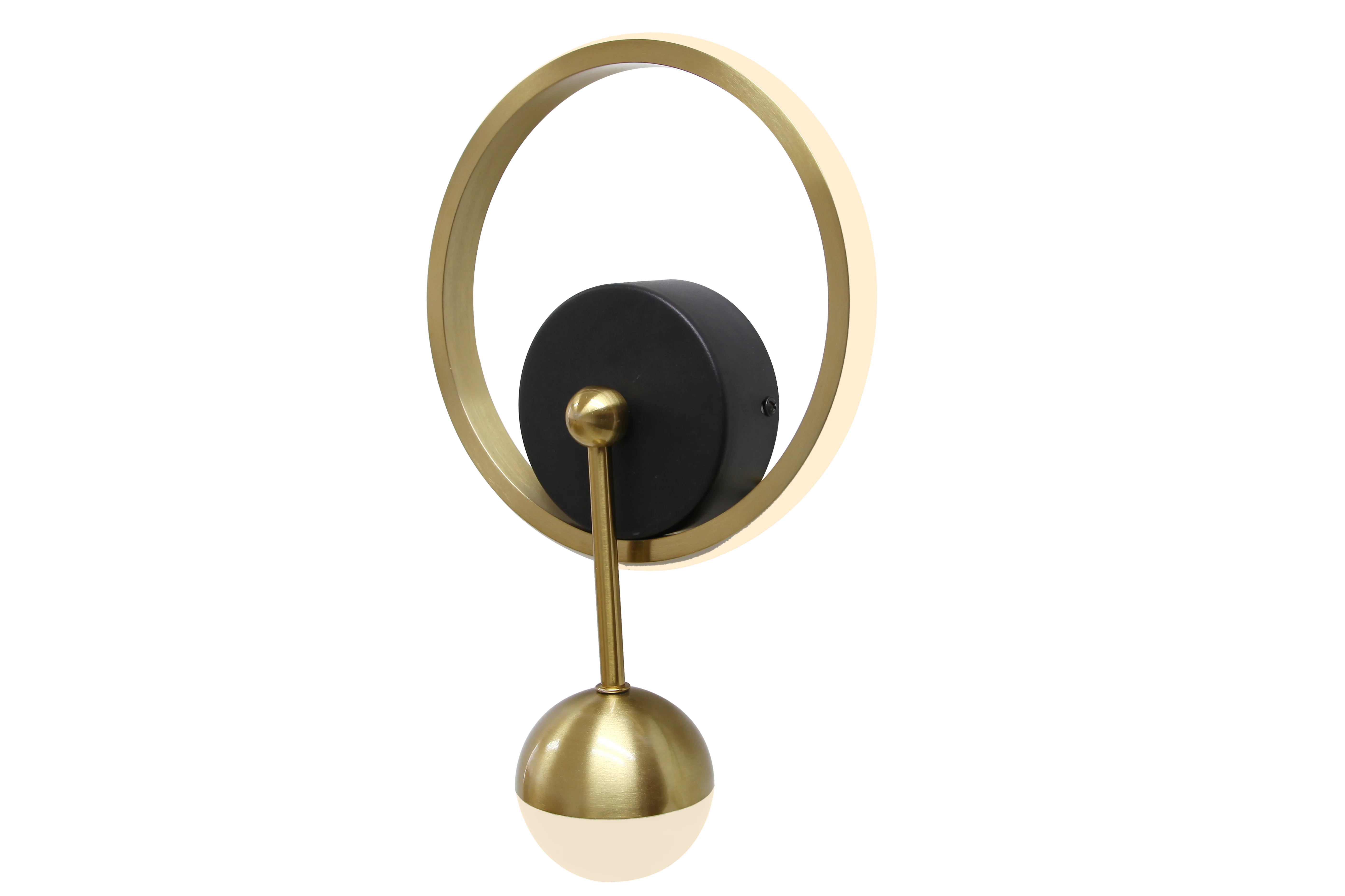 Настенные светильники в скандинавском стиле круглые дизайнерские светодиодные лампы черного и золотого цвета с круглым стеклянным шариком металлическим кольцом