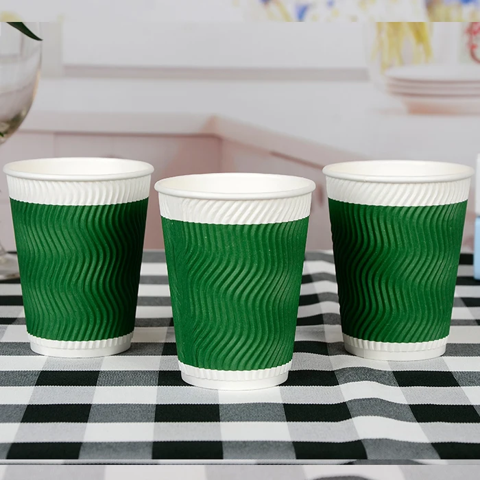 8oz 12oz 16oz 20oz Ripple  double wall paper coffee cups with lids and sleeves