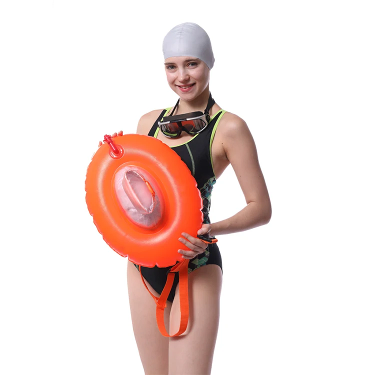 Swim Safety Float Buoy Orange PVC with long adjustable strap