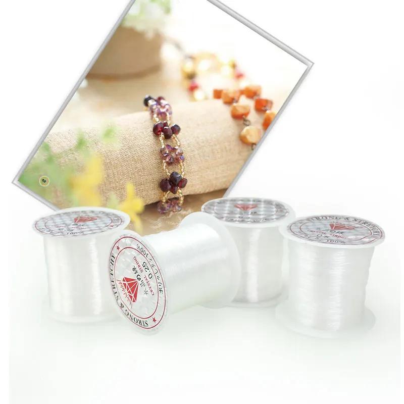 inelastic Jewelry Making Transparent Thread Non-Elastic Fishing Line Braided Round Wire Transparent Crystal Plastic Cord