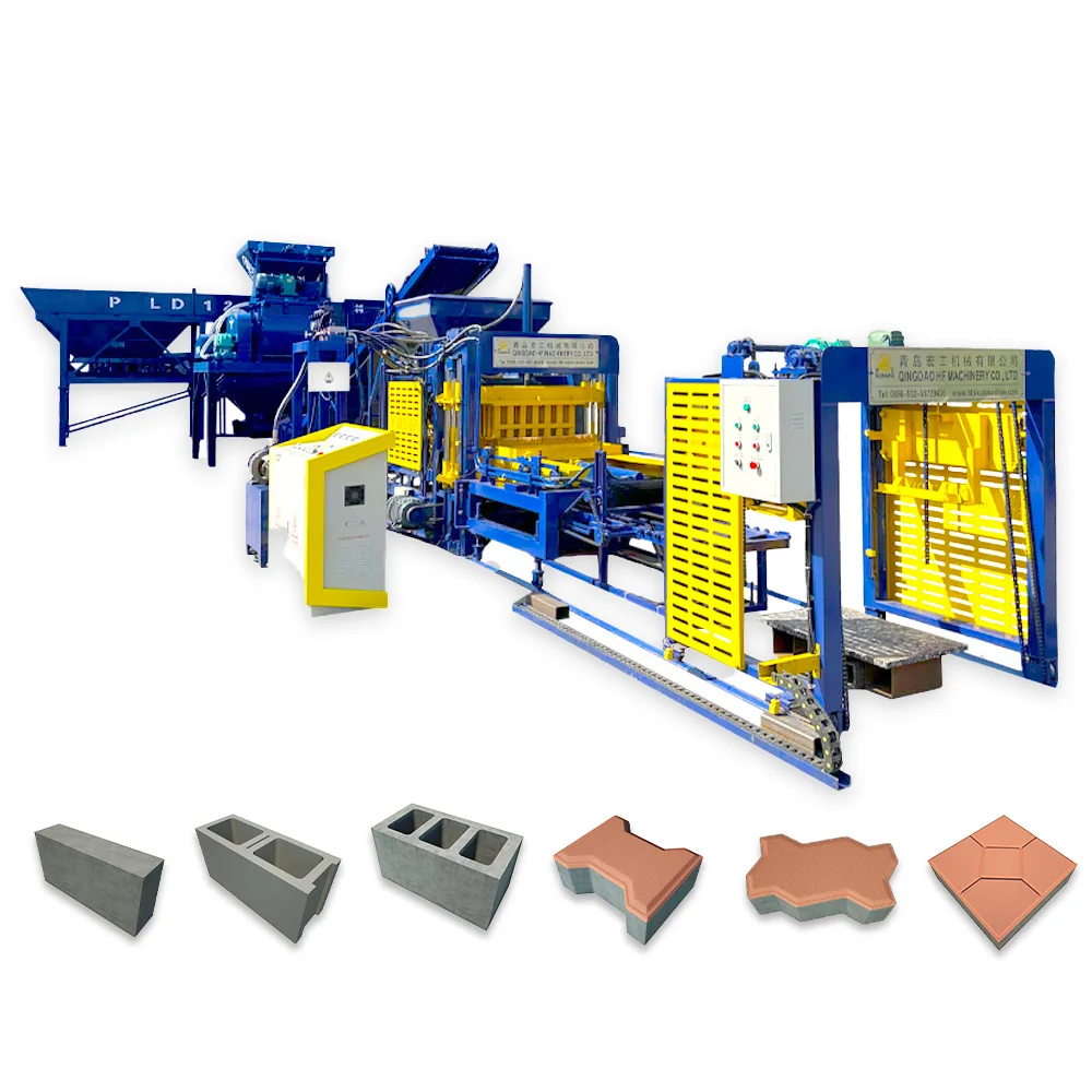 fully automatic cement hollow interlock paving blocks machine QT4-16 concrete block making machine for sale