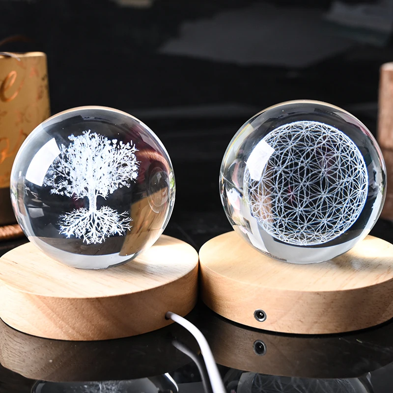 Оптовая продажа исцеляющая 3D лазерная гравировка светодиодный свет Кристалл K9 стеклянная Хрустальная сфера для украшения