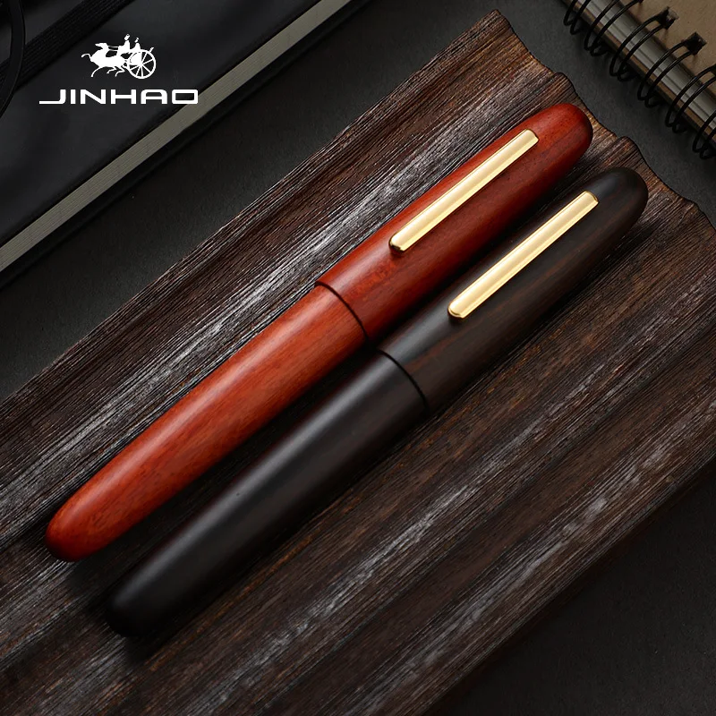 Jinhao 9056 деревянная винтажная перьевая ручка с многоразовым преобразователем чернил коллекционный подарок ручной работы для письма из Натурального ореха