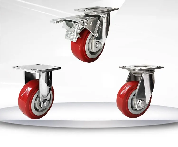 Industrial castor wheel 8 inch 200mm stainless steel swivel caster with double bearing with brake