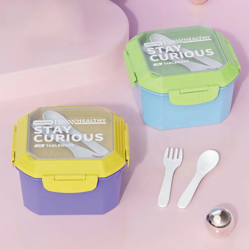 Wholesale Picnic Camping Food Box Double Layer Fruit Salad Box Portable Bento Sealed Crisper Light Food Large Capacity Lunch Box