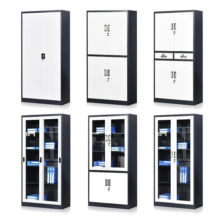 Customized Modern Durable and Spacious Big Metal Cabinets for Office Storage with glass door