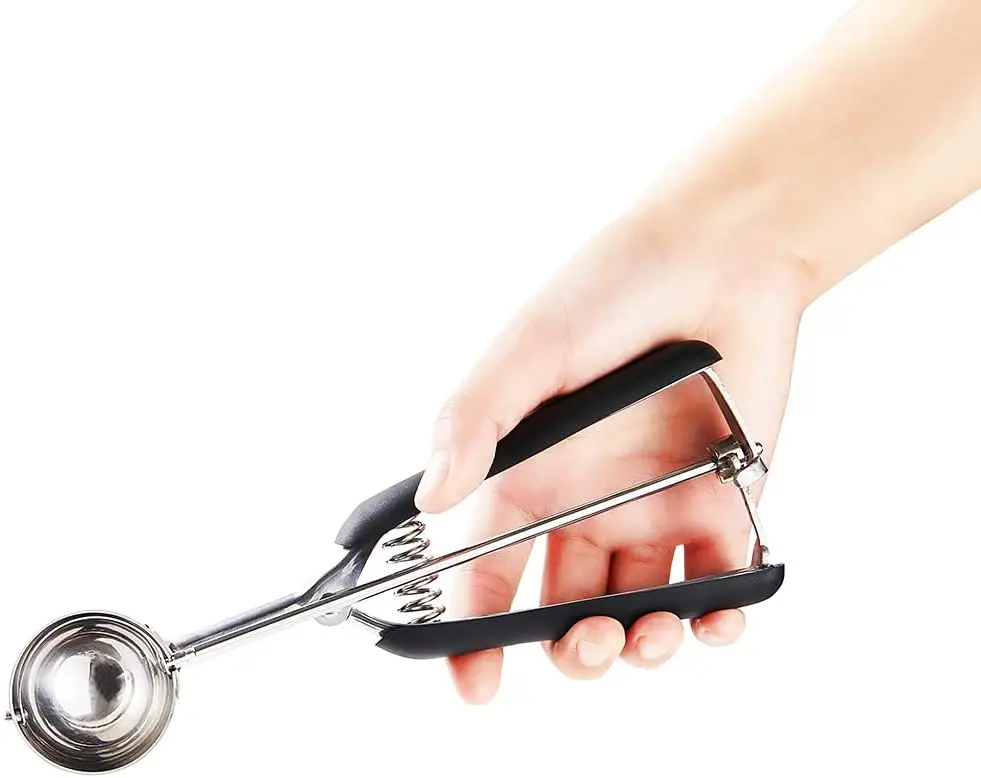 Ice Cream Scoop Stainless Steel Ice Cream Scoop with Trigger for Cookies Cake   Dough Melon Mashed Potato (Red 53 mm)