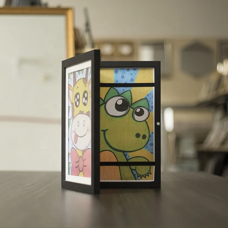 BSCI Factory Customized Home Decorative A4 Size Wood Photo Frame Kids Art Frame Kids Artwork Picture Frame