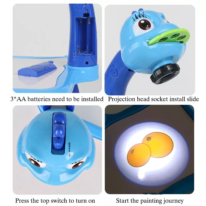 Portable Child Projector Drawing Board with Music Learning Projection Painting Table for Kids