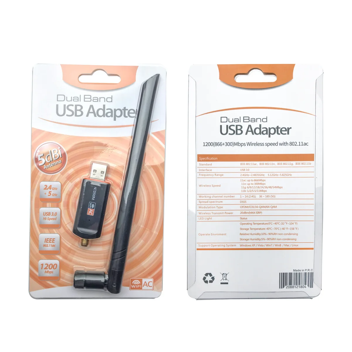  Высокоскоростной Wi-Fi USB-адаптер 1200 Мбит/с USB 3 0 двухдиапазонный беспроводной usb-адаптер для
