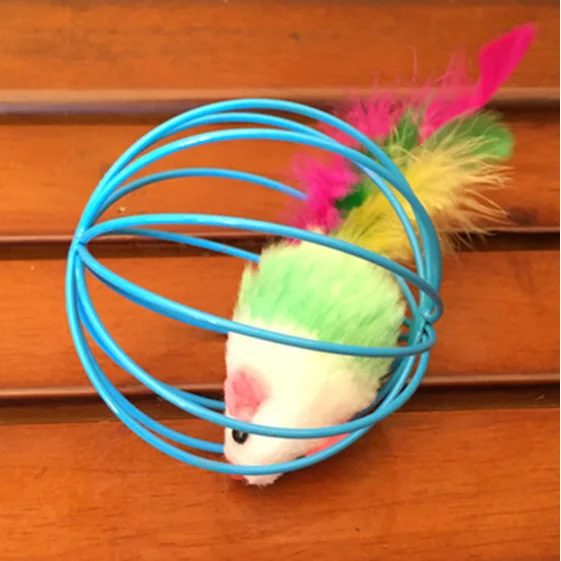 Funny Cute Color Random Funny Pet Kitten Cat Playing Mouse Rat Mice Ball Cage Toys YH-460543