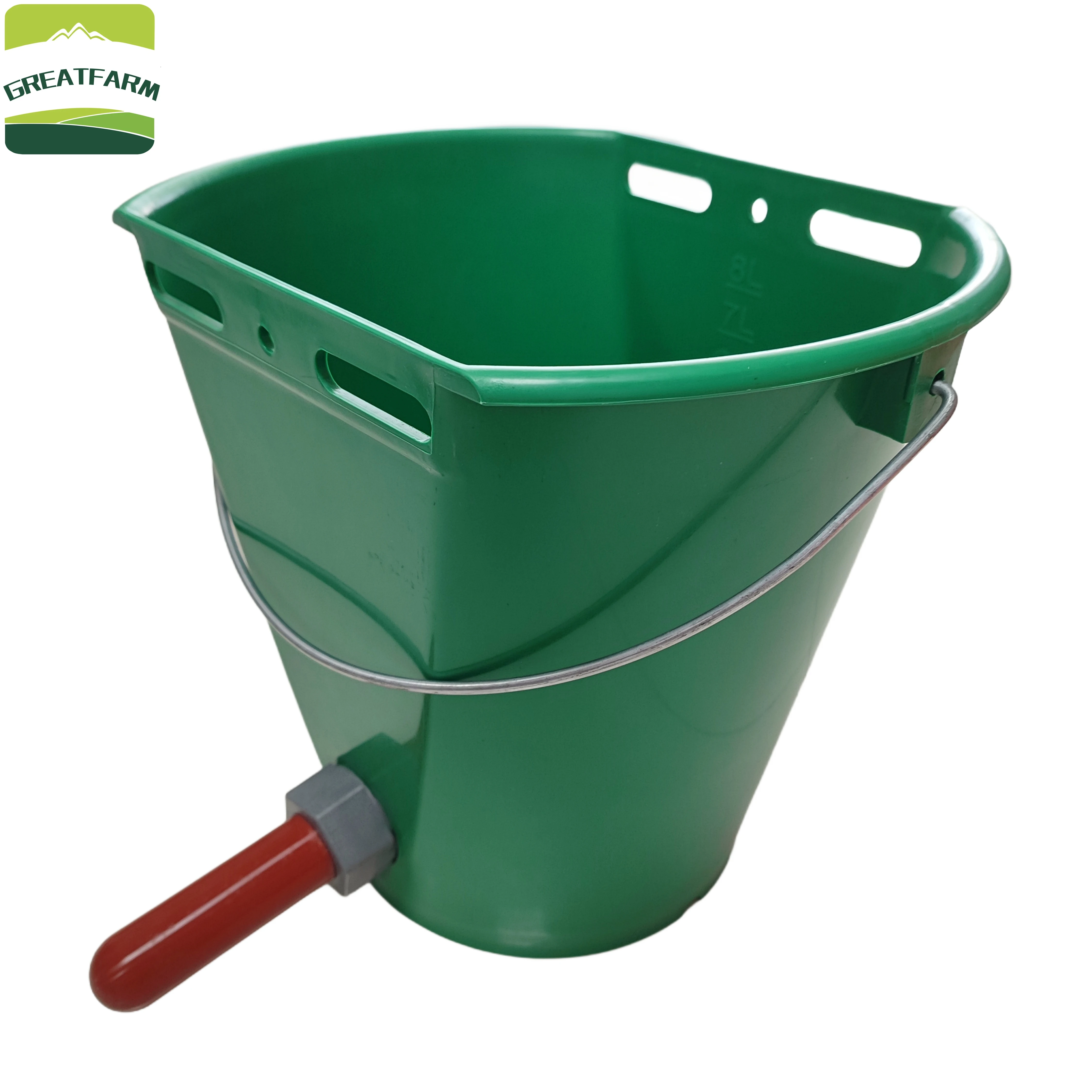 GREAT FARM Durable Plastic Milk Feeding Bucket For Calf And Lamb Nipple Milk Feeder In Livestock Farm