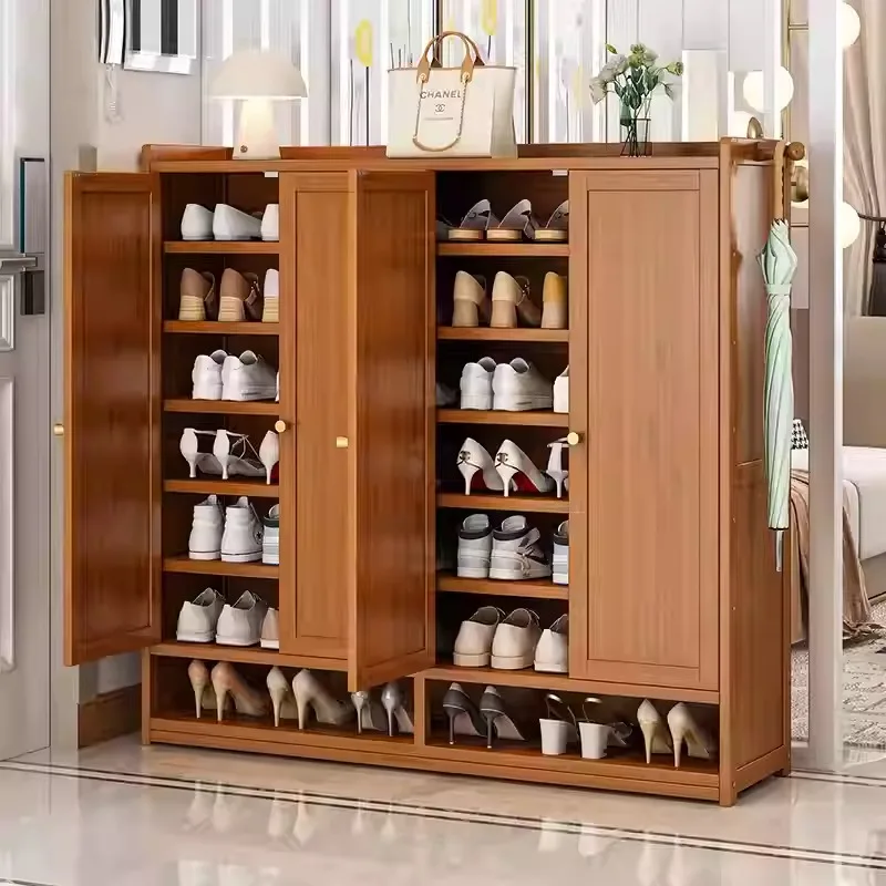 Fashion bamboo frame wooden board living room dining room furniture 30 pairs large volume shoes rack cabinets